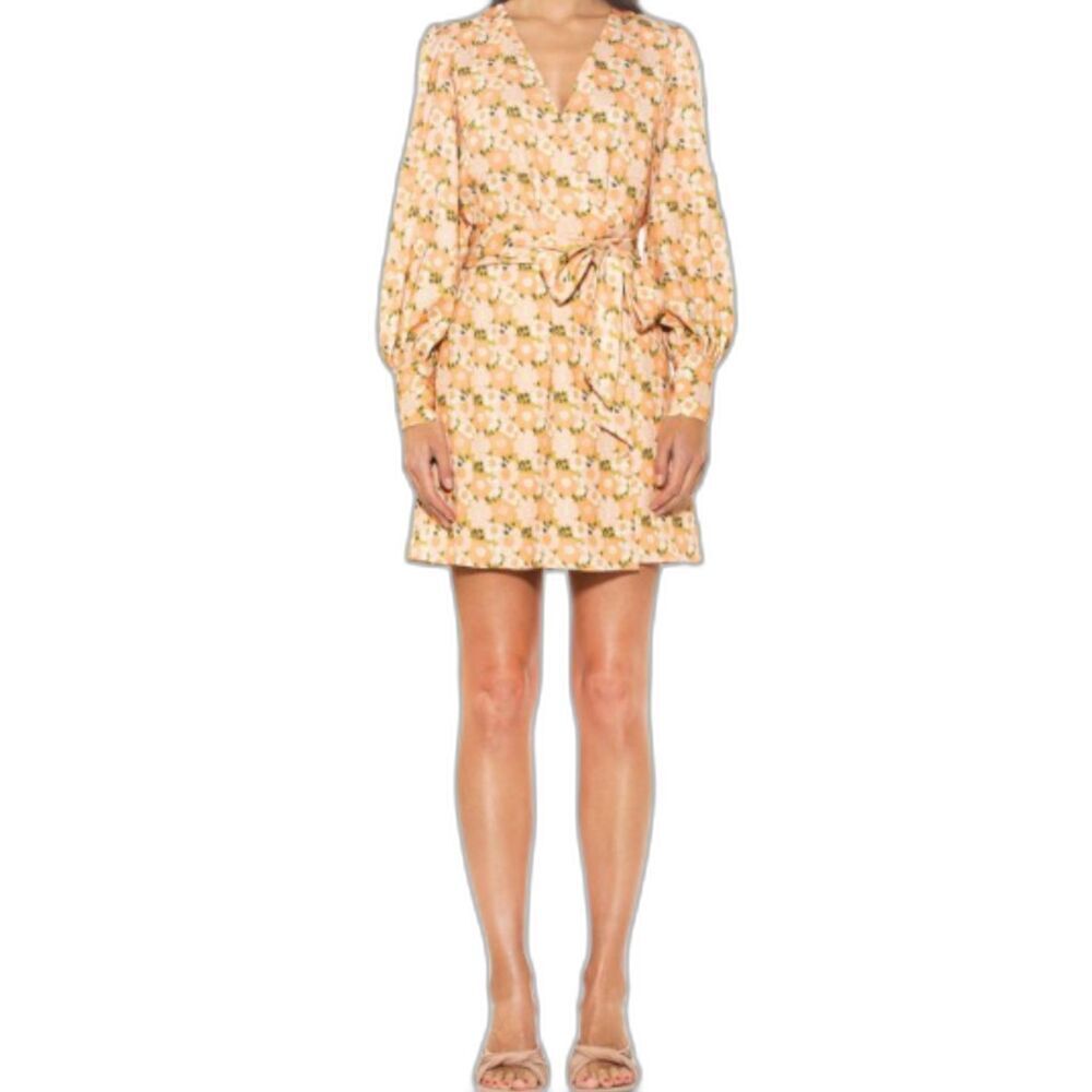 ALEXIA ADMOR Arya Button-front Wrap Dress In Summer Floral Cream Size 8 NWT - Picture 2 of 10